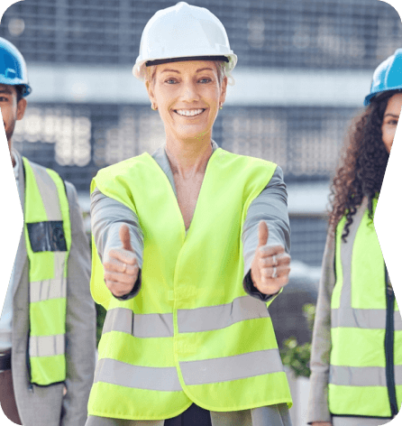 Construction professionals in high-visibility safety gear